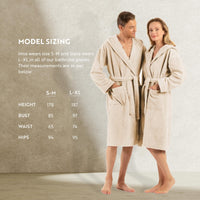 1 x RAW Customer Returns ENGLISH HOME Bathrobe women fluffy, bathrobe men with hood made of cotton, terry sauna robe, unisex, sauna robe women with long belt - RRP €34.99