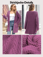 1 x RAW Customer Returns JUOIANTANG Women s Long Chunky Knit Cardigan, Warm Knitted Cardigan S-3XL, Purple , L - RRP €24.0