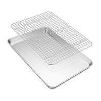 1 x RAW Customer Returns TEAMFAR baking tray with cooling rack, stainless steel rectangular baking tray, 40.4 x 30.6 x 2.5, large oven tray with cooling rack for baking, non-toxic and healthy, dishwasher safe - RRP €22.18