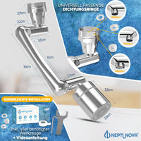 3 x RAW Customer Returns NEPTUNOVA faucet attachment 1440 degrees swivel - faucet extension for kitchen bathroom - universal water-saving aerator with faucet extension made of chrome-plated brass - BPA free - RRP €57.18