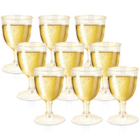 1 x RAW Customer Returns Mucek Plastic Champagne Glasses, Pack of 50 Plastic Wine Glasses 150ml Gold Glitter Champagne Glasses, Wine Glasses Set for Wedding Parties - RRP €20.16