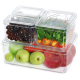 1 x RAW Customer Returns Winter Shore Fridge Organizer Boxes with Lids Pack of 4 Plastic Stackable Fridge Organizer - Transparent Storage Boxes for Countertops, Cabinets, Kitchen, BPA Free - RRP €20.99