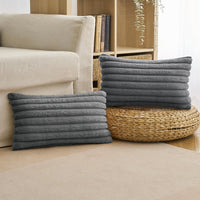 1 x RAW Customer Returns MIULEE Plush Velvet Cushion Cover Pillowcases Faux Fur Soft Modern Sofa Cushions Decorative Pillows Smooth Zipper Washable Decorative Pillow Cushion Cover for Living Room Bedroom Sofa Set of 2 30 x 50 cm Gray - RRP €16.99