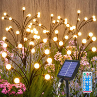 3 x RAW Customer Returns Pack of 8 solar lights for outdoor garden, 64LED fireflies, USB rechargeable and IP65 waterproof Firefly solar lights for outdoor garden, 8 light modes, 4 brightness levels, 1200 mAh battery - RRP €57.57