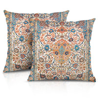 2 x Brand New Vozehui 2Pcs Floral Cushion Covers 45x45cm Linen Bohemian Decorative Square Cushion Covers for Sofa Bedroom Outdoor Home Office Car with Invisible Zipper 45x45cm - RRP €45.6