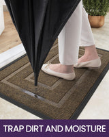 1 x RAW Customer Returns DEXI outdoor doormat, non-slip outdoor doormat, washable dirt trapper mat for front door, robust doormat, entrance carpet, weatherproof doormat for entrance, outside and inside 44 x 75 cm, brown  - RRP €30.24