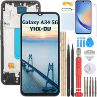 1 x RAW Customer Returns YHX-OU 6.6 TFT Display with Frame For Samsung Galaxy A34 5G SM-A346B SM-A346E SM-A346M LCD Display Touch Screen Digitizer Assembly Glass with Tools 1 piece protective film - RRP €38.3