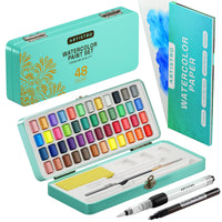 1 x RAW Customer Returns Artistro Watercolor Paint Set, 48 Vibrant Colors in Portable Box, Includes Metallic and Fluorescent Colors, Perfect Travel Watercolor Paint for Artists, Hobby Painters and Painting Lovers - RRP €27.76