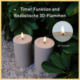 1 x RAW Customer Returns LUCOZA Set of 2 Outdoor LED Candles, 12.7 cm Waterproof Flameless Candles with Timer and Remote Control, Battery Operated Outdoor Pillar Candles for Indoor Outdoor Decoration for Garden Balcony, Gray - RRP €36.4