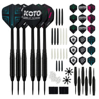 1 x RAW Customer Returns KOTO dart set 23 grams, dart arrows with metal tip, steel darts with 18 shafts and 18 flights, 16 flight protectors, 30 O-rings and 2 tip holders - RRP €11.95