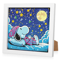 1 x Brand New RICUVED Snoopy Diamond Painting Children With Wooden Frame,Set Full Diamond Painting Pictures Children Cartoon,5D Diamond Painting Children,DIY Mosaic Making Diamond Pictures Arts Craft for Decor 18x18cm - RRP €20.4