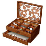 1 x RAW Customer Returns Changsuo Wooden Jewelry Box for Women with Drawers, Small Jewelry Storage Organizer with Acrylic Lid for Watches, Earrings, Rings - RRP €39.99