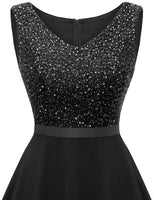 1 x RAW Customer Returns Dressystar Women s Sequin Cocktail Dress V-Neck Youth Consecration Dresses Glitter Festive Graduation Dress Party Dress Black L - RRP €52.43