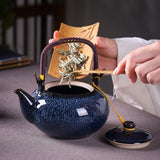 1 x RAW Customer Returns Webao Tea Set Chinese Ceramic Tea Service, 600ml Teapot and 6 Cup 120ml Kungfu Tea Services, Kiln-Changed Glaze Asian Teapot for Tea Lovers, Blue - RRP €38.3