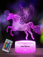 1 x RAW Customer Returns Nice Dream Unicorn Night Light for Children, Unicorn Gifts for Girls, Remote Control 16 Color Changing Dimmable, Children s Room LED Light 3D Illusion Lamp for Girls Boys Bedroom Decor - RRP €17.14