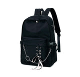 1 x RAW Customer Returns Joymoze Classic Backpack for Women Stylish School Backpack for Teenage Girls Black with Chain  - RRP €33.99