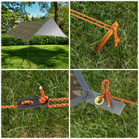 1 x RAW Customer Returns Ryaco Tarp 3x4 m Waterproof Tent Tarp Ultralight with Eyelets 6 Ground Pegs 6 Ropes, Anti-UV Snow Rain Protection Lightweight Compact for Hammock Camping Hiking Picnic Travel Outdoor Activities - RRP €39.99