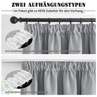 1 x RAW Customer Returns PONY DANCE 100 Blackout Curtains Grey Opaque Curtains with Ruffle Tape Set of 2 H 160 x W 140 cm Thermal Curtain Heat Protection Bedroom Curtains Short Opaque, Silver Grey - RRP €43.31