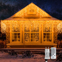 1 x RAW Customer Returns WOWDSGN Outdoor Christmas Lights 15M 660LED Home Decorations, Outdoor Christmas Lights Cascade 8 Modes, Outdoor Light Curtain Warm White IP44 - RRP €50.0