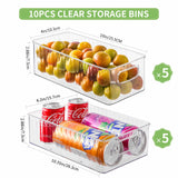 1 x RAW Customer Returns HNNJCK Refrigerator Organizer Set of 10, Transparent Storage Box Organizer, High Quality Pantry Storage Container with Handle for Refrigerator, Kitchens, Cabinets - BPA free - RRP €33.07