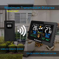 1 x RAW Customer Returns Kalawen Automatic Wireless Digital Meteorological Weather Station with Large LCD Screen Display Alarm Clock Time Date Temperature Humidity Weather Forecast with Wireless External Sensor - RRP €45.61