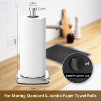 12 x Brand New Homesthetix Kitchen Roll Holder Standing - Heavy Non-Slip with Suction Cup - Stainless Steel Paper Roll Holder Kitchen Paper Holder Kitchen Towel Holder Holder Kitchen Roll - For All Sizes Silver  - RRP €179.88