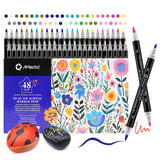 1 x RAW Customer Returns Artecho 48 Colors Acrylic Pens, 0.5-5mm Waterproof Dual Tip Marker with Double Ends for Rock Painting, Glass, Paper, Wood, Egg, Canvas, Ceramic, Fabric, Leather, DIY Crafts - RRP €20.16