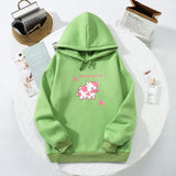 6 x RAW Customer Returns Women s Hoodie Crew Neck Hoodie Girls Teenager Kawaii Long Sleeve Shirt Jumper Women Autumn Winter Warm Hooded Pullover Sweatshirt Green, 2XL  - RRP €162.72