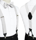 1 x RAW Customer Returns JEMYGINS Men s Suspenders with Four Clips and Elastic Strap on the Back including Red Bow Tie Set - RRP €24.0