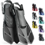 1 x RAW Customer Returns CAPAS Snorkeling Fins, Swim Fins Travel Size Short Adjustable for Snorkeling Diving Adults Men Women Kids Open Heel Diving Fins Black, L XL  - RRP €30.24