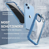 1 x RAW Customer Returns CENHUFO Privacy Case for iPhone 14 Plus, 360 Degree Cell Phone Case Protective Case with Built-in Privacy Tempered Glass Screen Protector and Camera Protection Shockproof Armored Case Anti Spy Full Cover Case - Blue - RRP €18.99