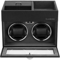 1 x RAW Customer Returns Vlando Automatic Watch Winder 2 Watches, Watch Winder Leather, Jewelry Storage, Japanese Quiet Motors, LED Lighting, AC Adapter, Luxurious Watch Winder Box - RRP €87.72