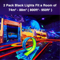 1 x RAW Customer Returns Onforu 2 x 50W LED UV spotlight, black light spotlight with plug, IP66 waterproof black light lamp, UV light with switch, fluorescence neon colors, UV lamp for decoration, party, disco, poster, stage - RRP €59.99