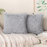 1 x RAW Customer Returns MIULEE Set of 2 cushion covers, decorative cushions, artificial fur sofa cushions, decorative cushions, cuddly cushions, plush cushions, cuddly couch cushions, fluffy cushion covers for sofas, 40 x 40 cm, grey-white - RRP €14.11