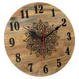 1 x RAW Customer Returns Foxtop Wooden Wall Clock Mandala Silent Without Ticking Noises 30 cm Decorative Solid Wood Clock for Living Room Kitchen Office Caf Bar - RRP €29.23