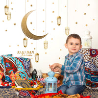 8 x Brand New TOPJOWGA Ramadan Wall Sticker, DIY 3D Wall Stickers, Eid Mubarak Sticker, Wall Sticker, Eid Ramadan Mubarak Moon Star Decorations for Bedroom Living Room Office C  - RRP €182.4