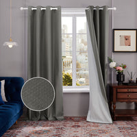 1 x RAW Customer Returns Deconovo 100 full blackout curtains, noise protection, full blackout curtain, bedroom eyelets, thermal curtains, cold protection, 180 x 140 cm height x width , grey, set of 2 - RRP €29.86