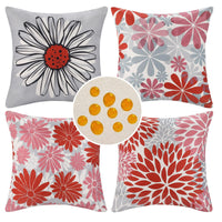 6 x Brand New Waterproof Linen Cushion Cover Decorative Pillowcases 45x45cm Red and Gray Flower Square Cushion Covers 4 Pieces for Sofa Bed Living Room Garden Outdoor Outdoor - RRP €136.8