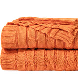 1 x RAW Customer Returns NTBAY Cuddly blanket made of cotton with cable pattern, super soft, warm, multi-coloured, blanket as a sofa blanket, 130 x 170 cm, orange - RRP €26.21