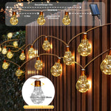 1 x RAW Customer Returns Solar fairy lights outside with 24 light bulbs, 10M solar fairy lights outside weatherproof 19 modes solar fairy lights outdoor vintage hemp rope fairy lights outside for garden, party, wedding elliptical  - RRP €26.99