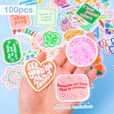 1 x Brand New Sticker Aesthetic, 100pcs Colorful Cute Inspirational Danish Pastel Stickers, Aesthetic Stickers, Waterproof Vinyl Stickers For Water Bottle Scrapbooking Teens Girls - RRP €20.4