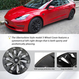 1 x RAW Customer Returns KAVANIC Tesla Model 3 18 Inch Wheel Cover Matte Black Logo Holder Range Enhancement 4Pcs Uberturbine Style 2017-2023 Model 3 Aero Wheel Covers - RRP €219.99