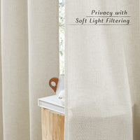 1 x RAW Customer Returns PONY DANCE Linen Curtains Short Semi-Transparent Linen Curtain Boho Set of 2 H 160 x W 140 cm Living Room Curtains Linen Look Short Semi-Transparent Curtains with Eyelets Linen Curtains - RRP €28.19