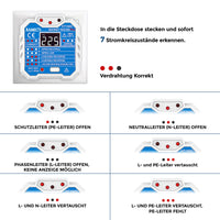 1 x RAW Customer Returns KAIWEETS HT106D 48 to 250V Socket Tester RCD Socket Tester with LCD Display to Measure Voltage, Examine Circuit and Test Differential Status, CAT II 300V - RRP €18.42