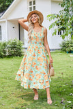 2 x Brand New Summer Dress Women s Maxi Dress Floral Dress Casual Dress Swing Strap Dress Evening Dress XL Green-Yellow Flower - RRP €69.68