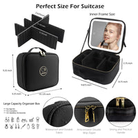 1 x RAW Customer Returns MOMIRA Travel Makeup Bag Cosmetic Bag with Lighted Mirror, Adjustable Brightness in 3 Color Scenarios, Waterproof Makeup Training Box, Gift for Women Black  - RRP €40.33