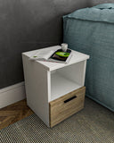 1 x RAW Customer Returns Home Glow Nightstand, Drawer, Night Cabinet, 1 Drawer, Metal Rails, Sonoma Color - RRP €35.41