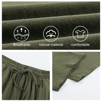 1 x RAW Customer Returns Yuson Girl Women s Casual Cotton Linen Pants High Waist Elastic Summer Causal Loose Long Beach Pants with Pockets and Comfortable Pants Green, S  - RRP €25.99