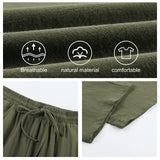 1 x RAW Customer Returns Yuson Girl Women s Casual Cotton Linen Pants High Waist Elastic Summer Causal Loose Long Beach Pants with Pockets and Comfortable Pants Green, L  - RRP €24.49