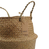 1 x RAW Customer Returns DOKOT Natural Basket Seagrass Storage Basket Flowerpot Woven Laundry Basket With Handle, Foldable Belly Basket Toy Storage - RRP €25.69